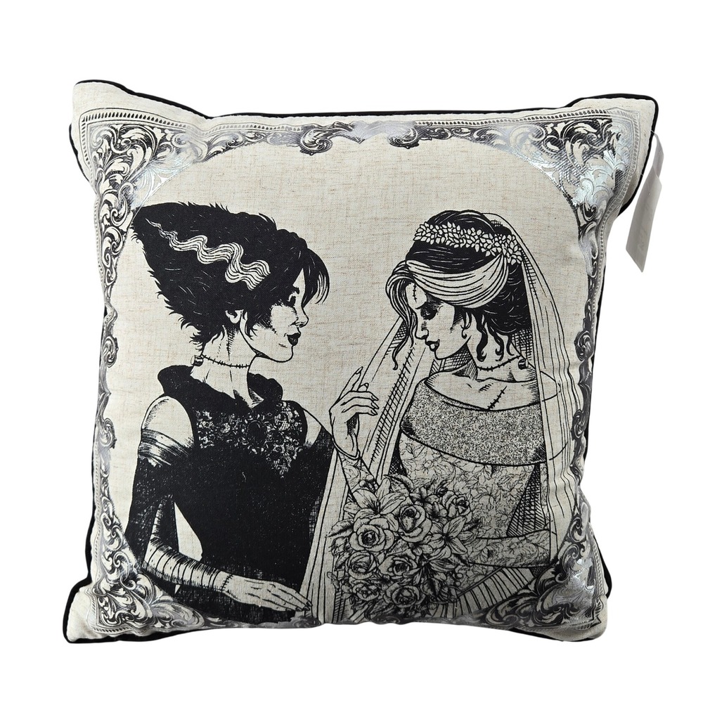 Isaac Mizrahi New 18x18 Decorative Pillow Gothic Bride Horror Art Goth LGBTQ+